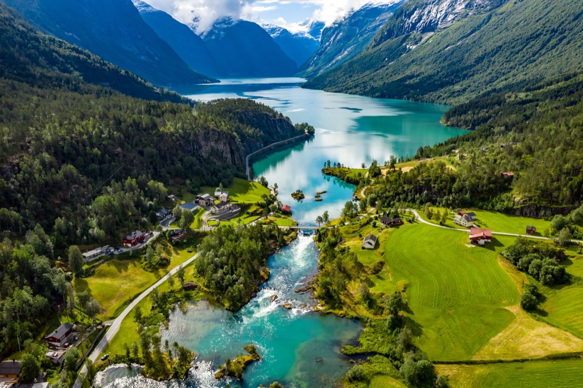 Beautiful view of Norwegian fjords and mountains