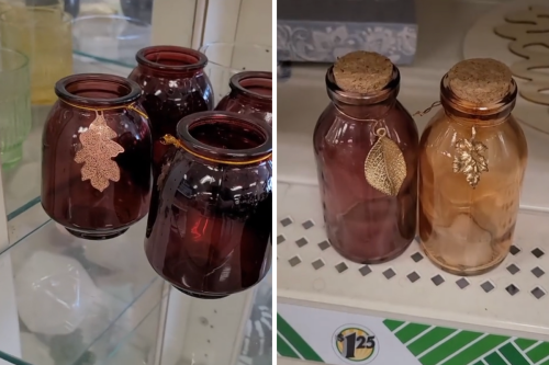 glass jars on display at Dollar Tree