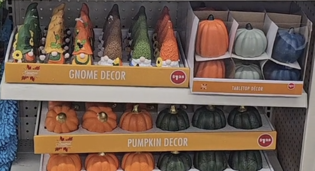 display of fall decor at Dollar Tree