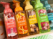 Display of colorful hand soaps at Dollar Tree