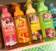Display of colorful hand soaps at Dollar Tree