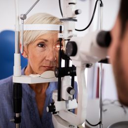 Ophthalmology concept. Patient eye vision examination in ophthalmological clinic