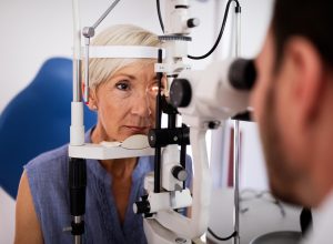 Ophthalmology concept. Patient eye vision examination in ophthalmological clinic