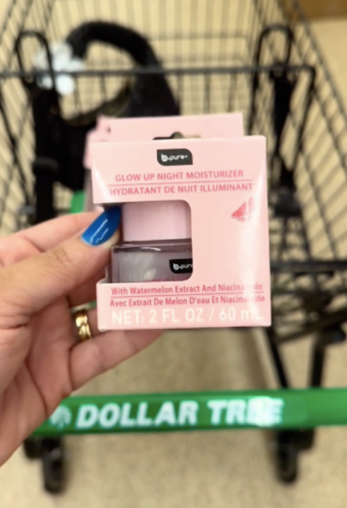 TikTok video still of Dollar Tree dupe for Glow Recipe products