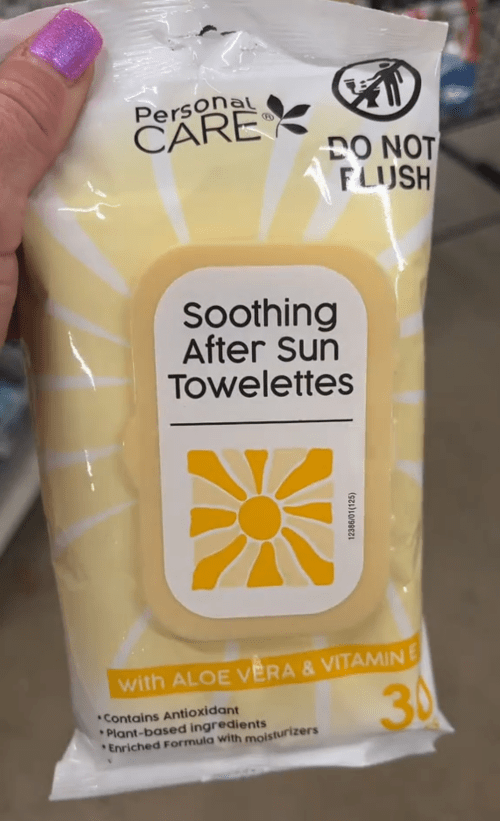 after-sun towelettes at Dollar Tree