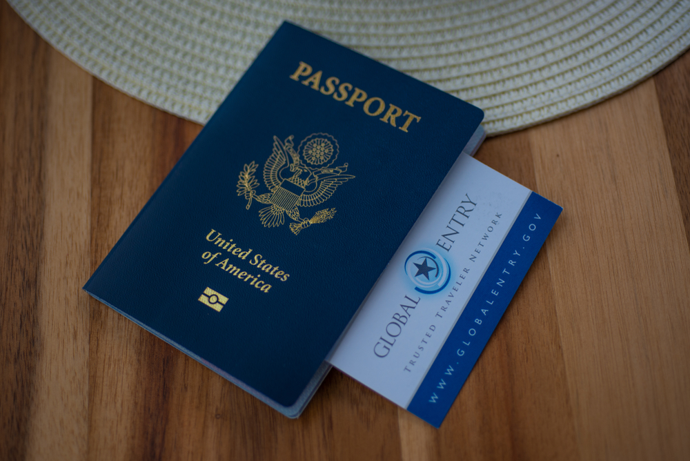 A Global Entry slip inside a U.S. passport