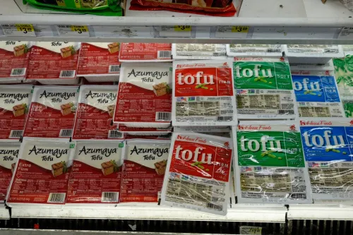 Various types of tofu at the Supermarket.