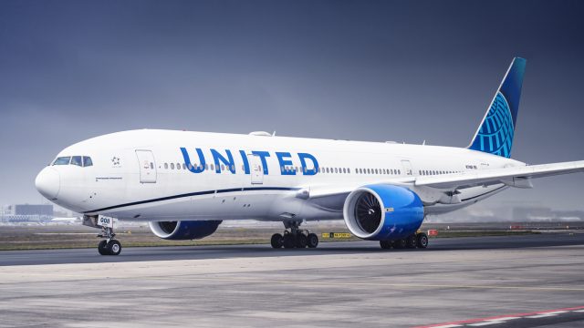 A United Airlines plane on the runway