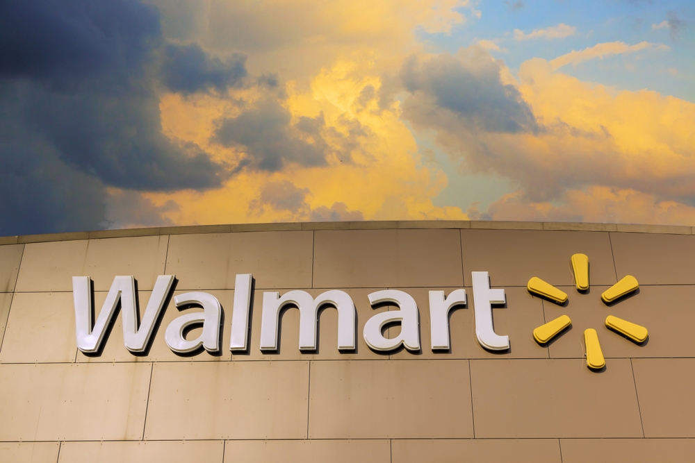 Close up of an exterior Walmart sign