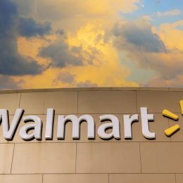 Close up of an exterior Walmart sign