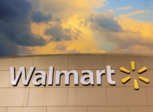 Close up of an exterior Walmart sign