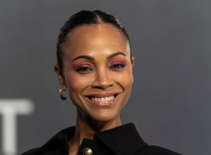 Zoe Saldana at the Adam Project premiere in February 2022