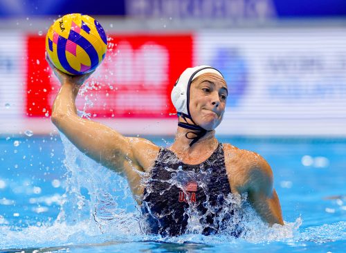 Maggie Steffens of USA during the World Aquatics Championships 2023 Women's match between USA and Italy on July 24, 2023 in Fukuoka, Japan.