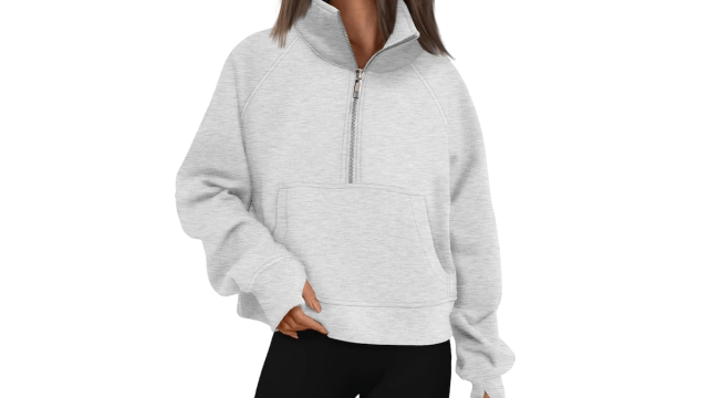 Amazon half-zip pullover sweatshirt in light gray