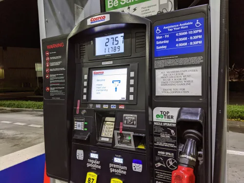 Pump at Costco Gasoline station at night 