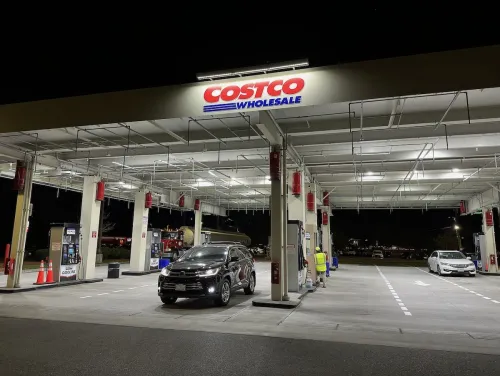 Costco gas station at night