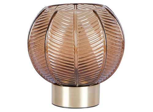 Beautiful Amber Ribbed Glass Cordless Table Lamp by Drew Barrymore, 6"