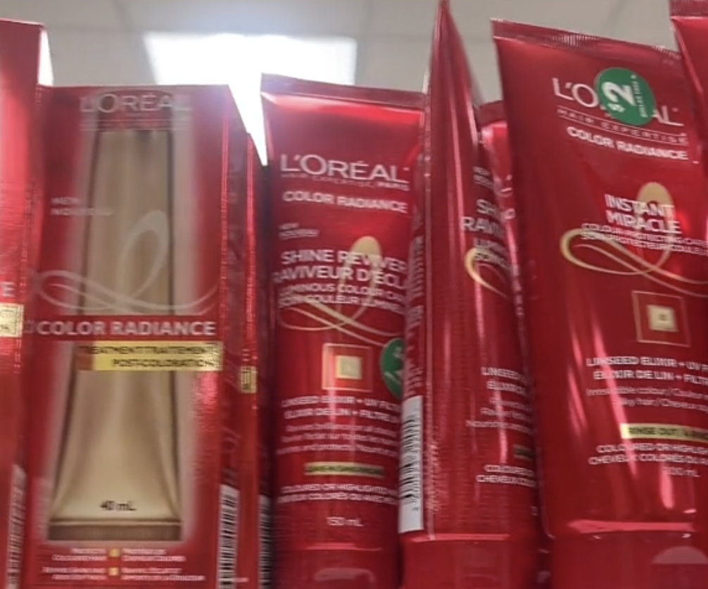 Display of L'Oreal products at Dollar Tree