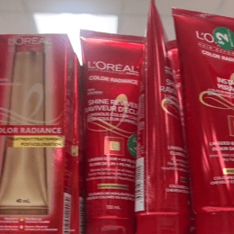 Display of L'Oreal products at Dollar Tree