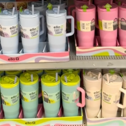 Display of colorful Ello tumblers at Walmart
