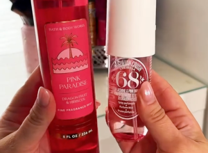 Bath & Body Works body spray next to the similar one from Sol de Janeiro