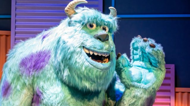 Madrid, Spain; 05-14-2024: Large figure of the famous character Sulley from the movie Monsters, Inc in an exhibition called Pixar World about the studio's films