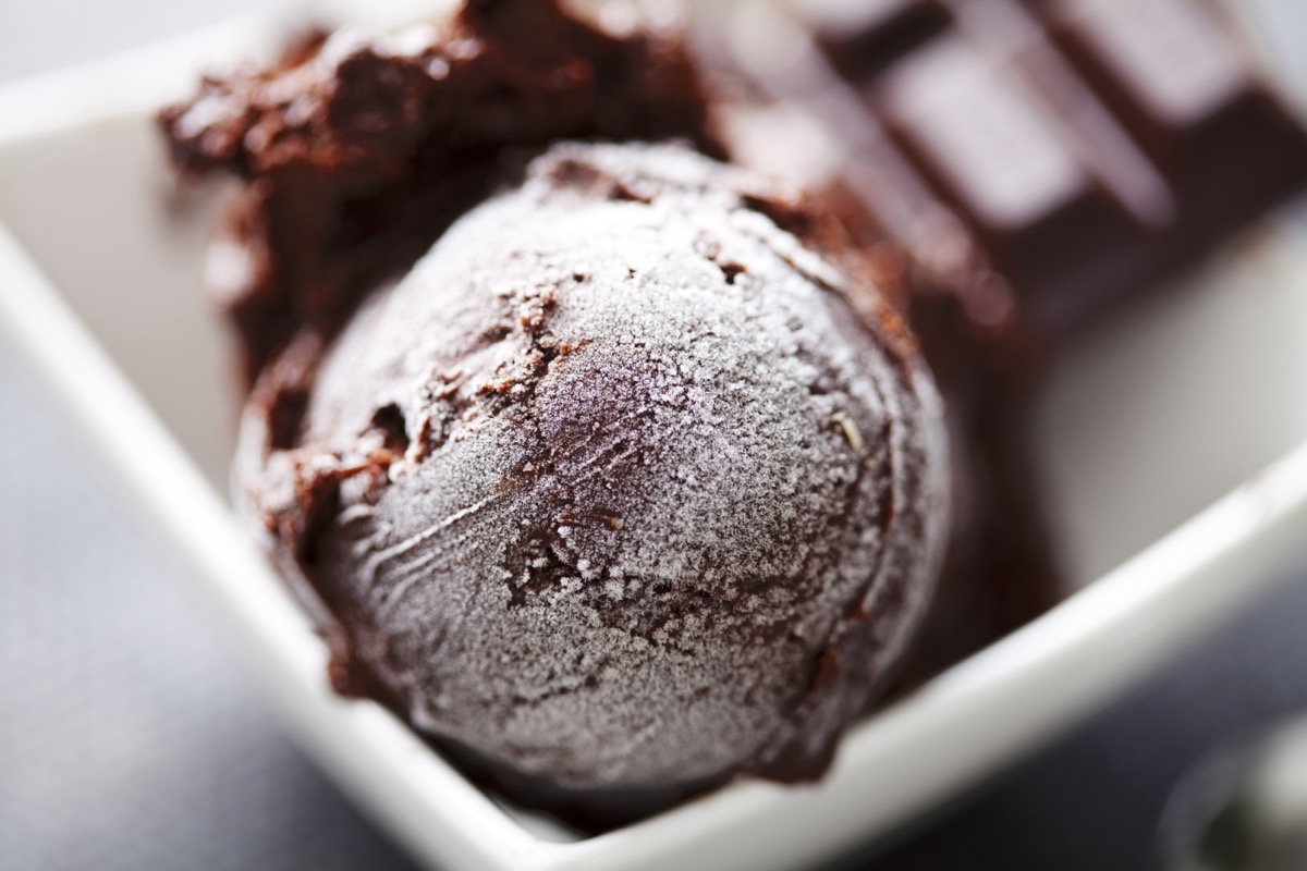 close-up of chocolate ice cream