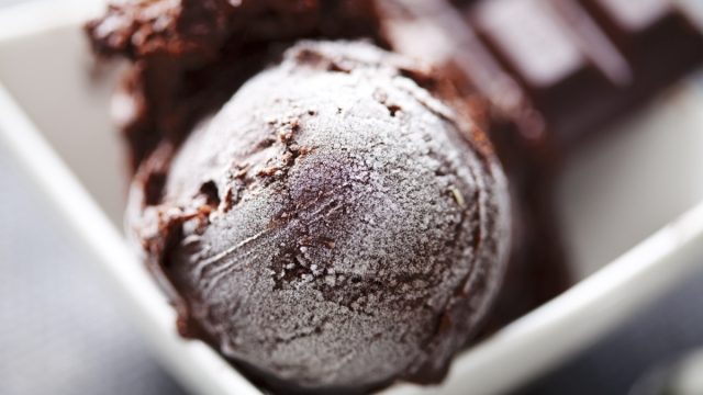 close-up of chocolate ice cream