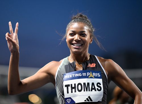 Gabrielle Lisa Gabby Thomas of USA (women's 100m) during the Meeting de Paris Wanda Diamond League 2023 athletics event on June 9, 2023 at Charlety stadium in Paris, France.