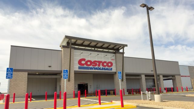 entrance to a costco wholesale warehouse