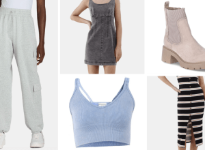 collage of clothing items from Walmart's No Boundaries line