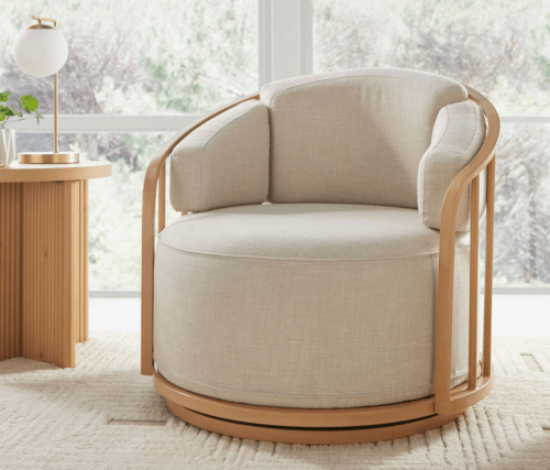 Walmart Swivel Bird Cage Chair in front of a window