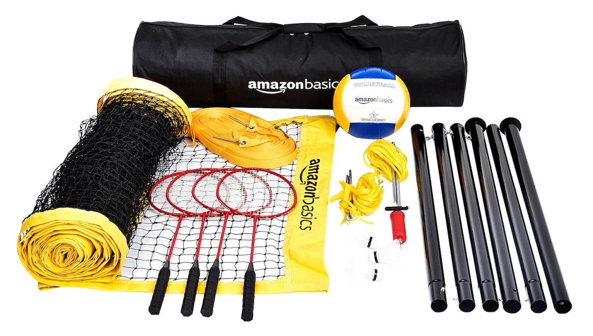 Amazon Basics badminton and volleyball combo set