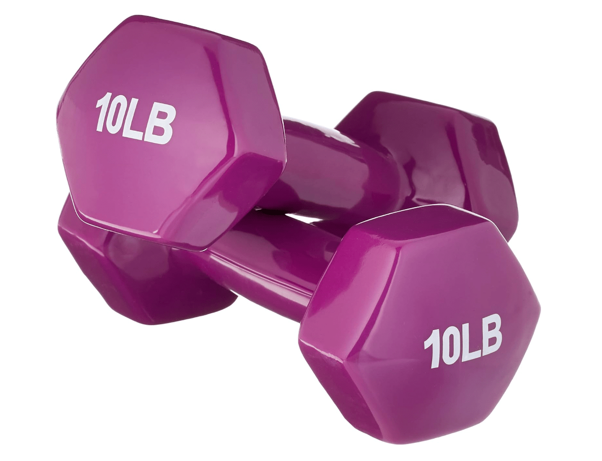 set of purple dumbbells