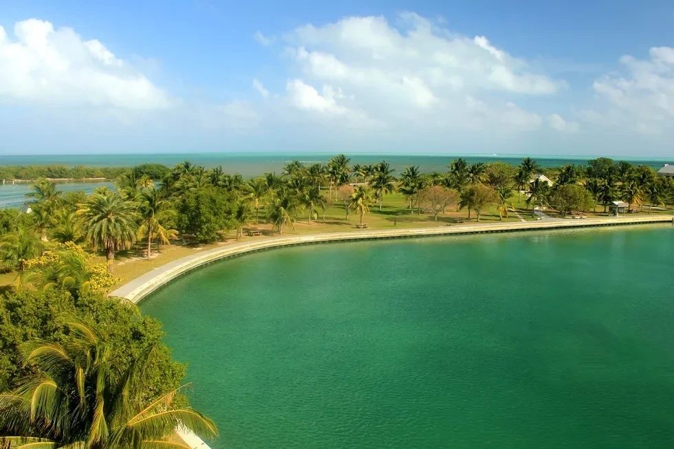 The shoreline and beach of Boca Chita in Biscayne National Park Florida