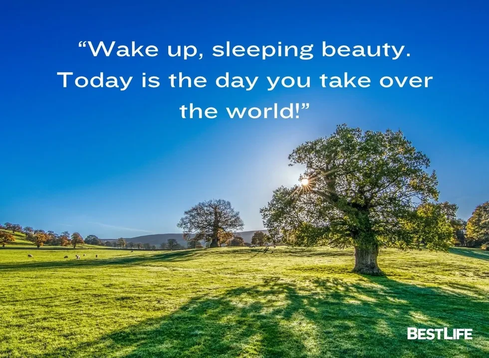 ake up, sleeping beauty! Today is the day you take over the world!