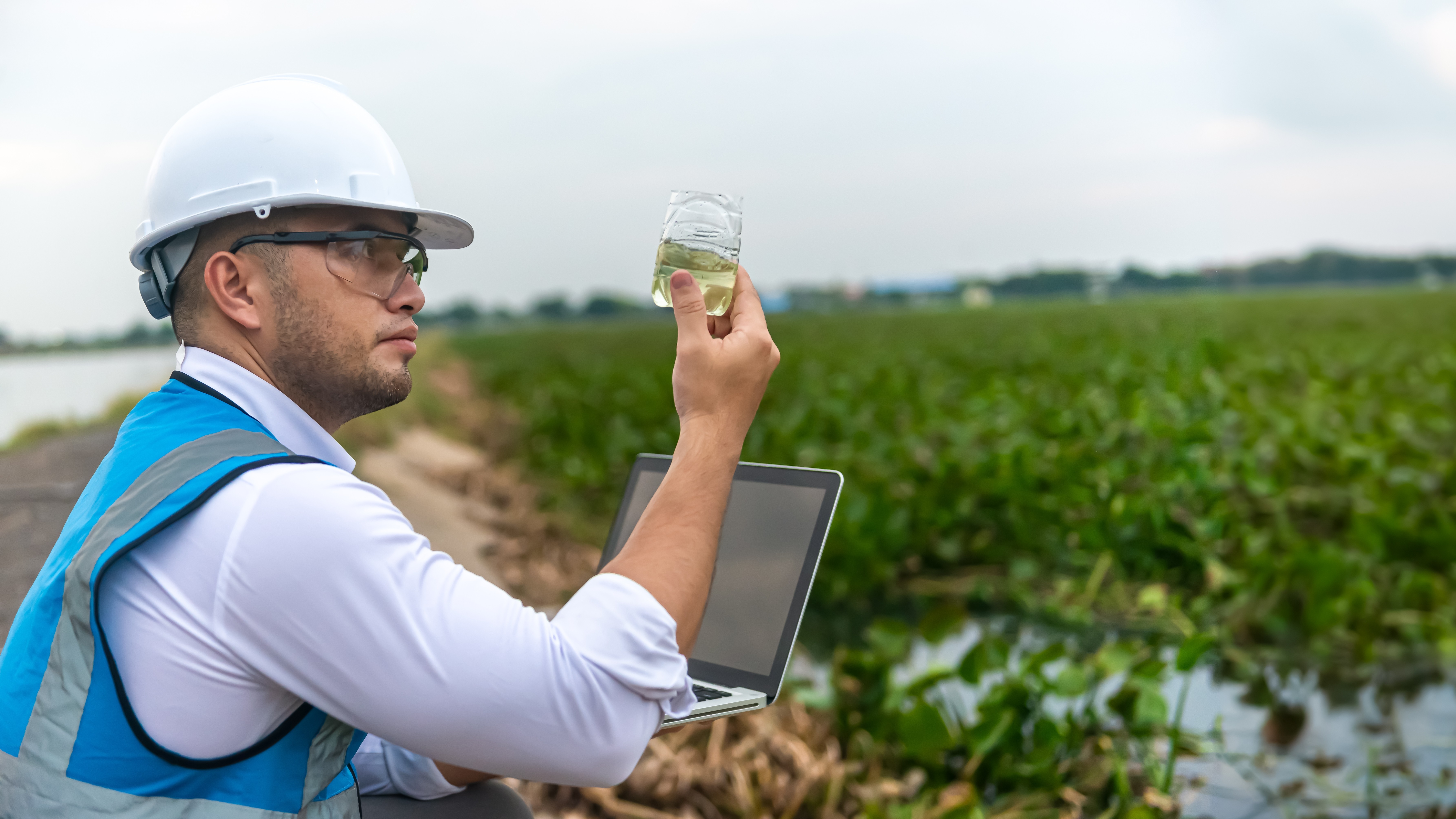 A biologist at a wastewater treatment plant.