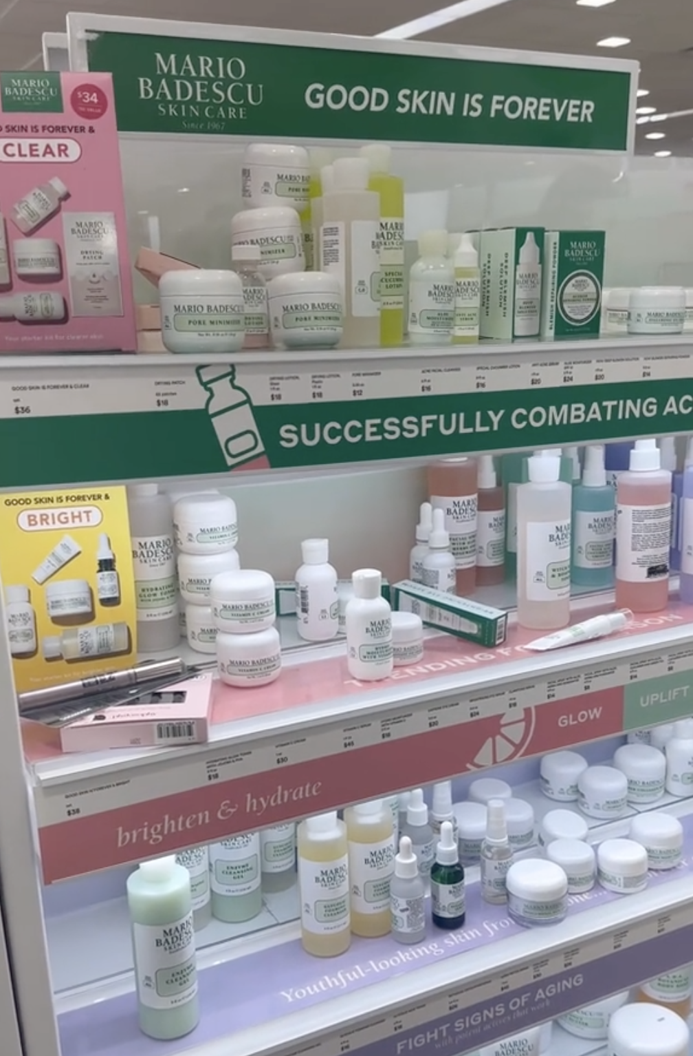 Display of Mario Badescu skincare products at Ulta