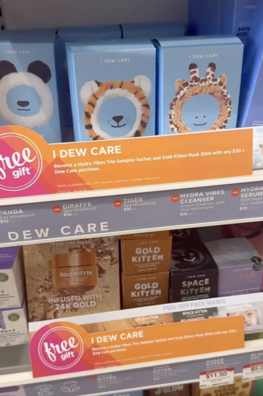 Display of I Dew Care skincare products at Ulta