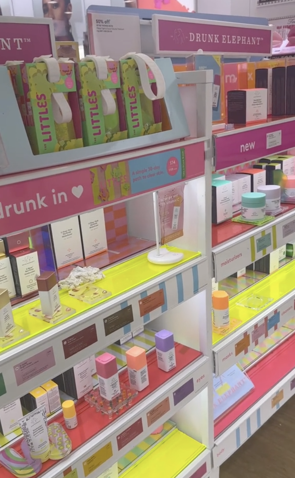 Display of Drunk Elephant skincare products at Ulta