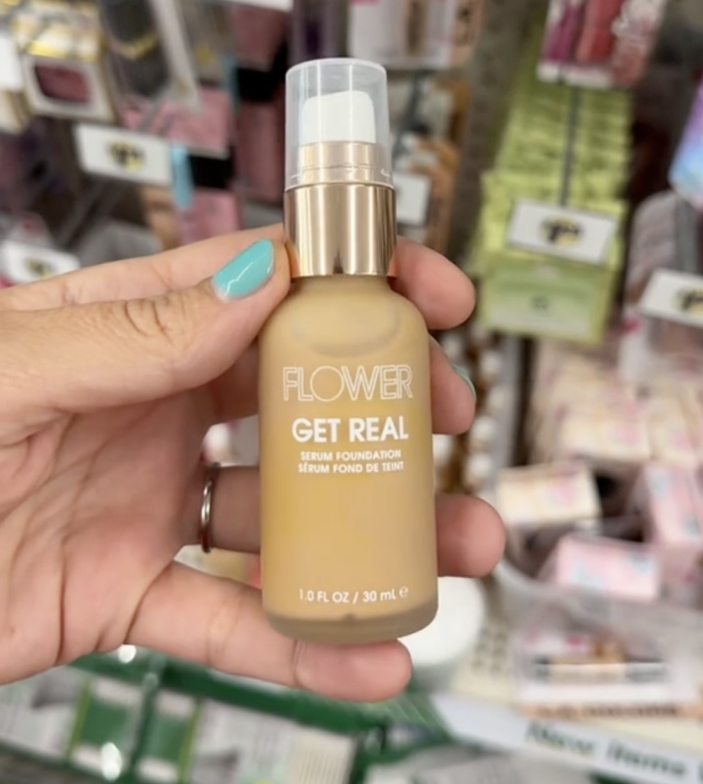 A bottle of Flower foundation at Dollar Tree
