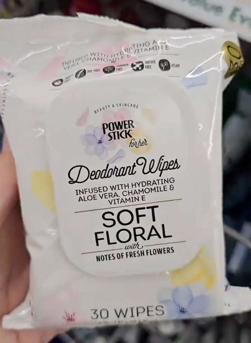 Deodorant wipes at Dollar Tree