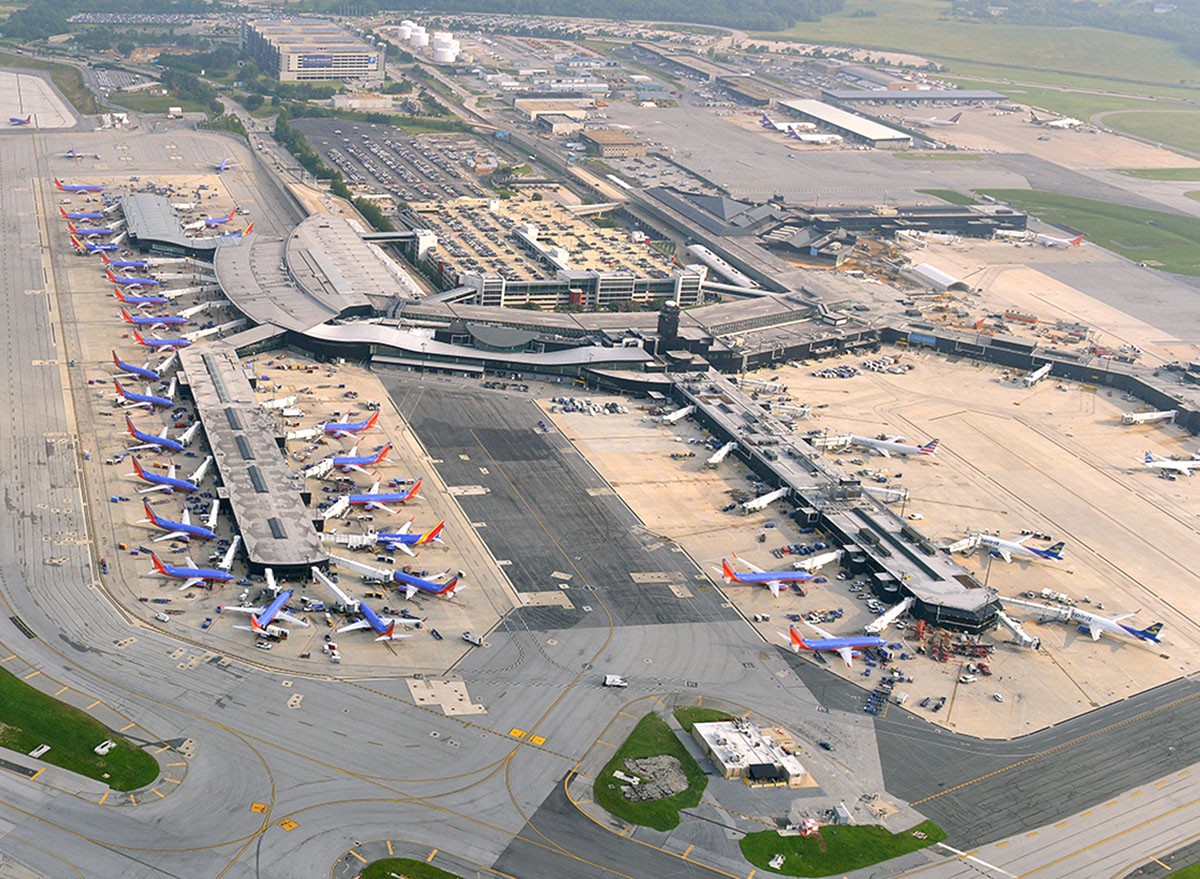 An aerial view of Baltimore/Washington International Thurgood Marshall Airport
