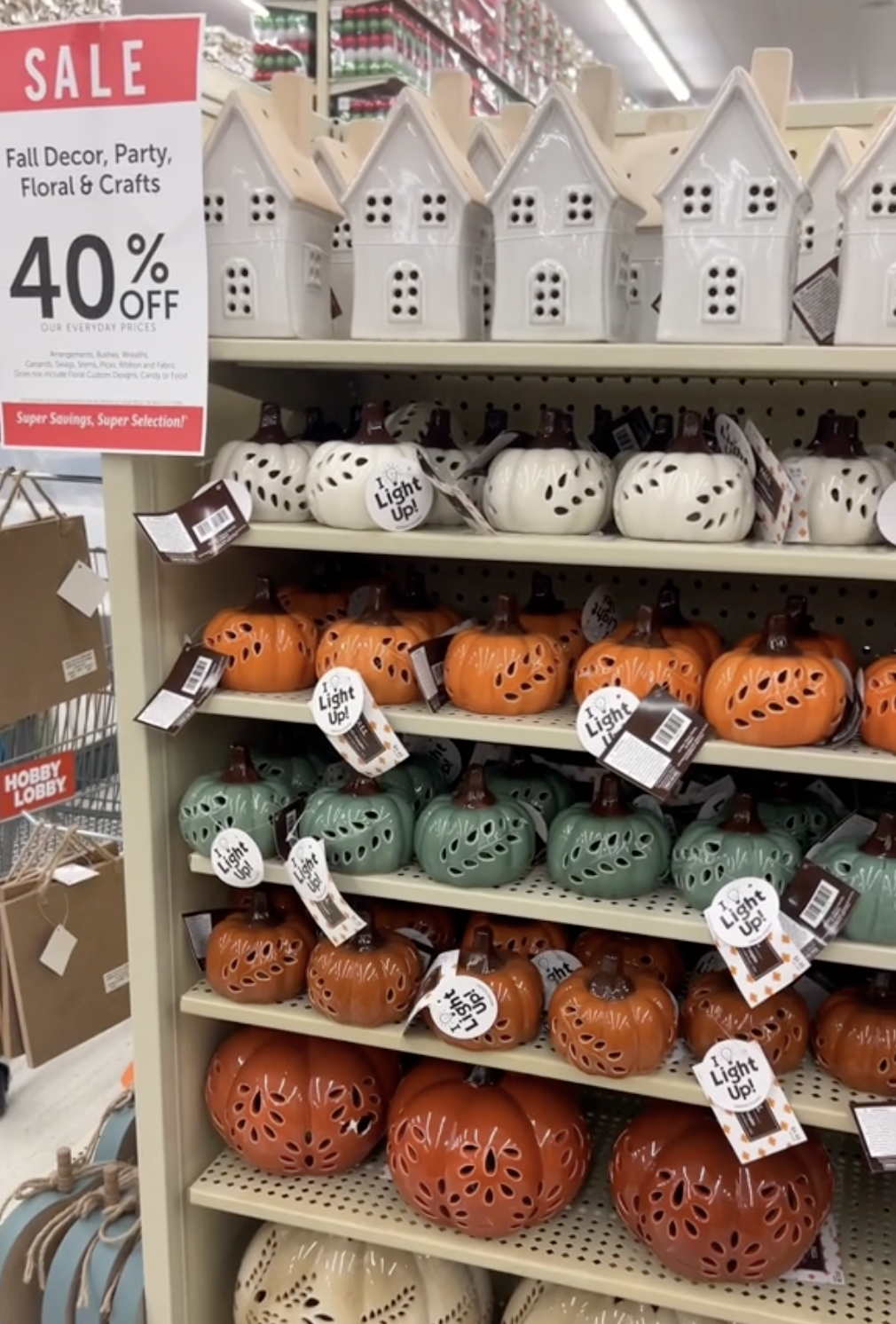 light-up ceramic pumpkins at Hobby Lobby