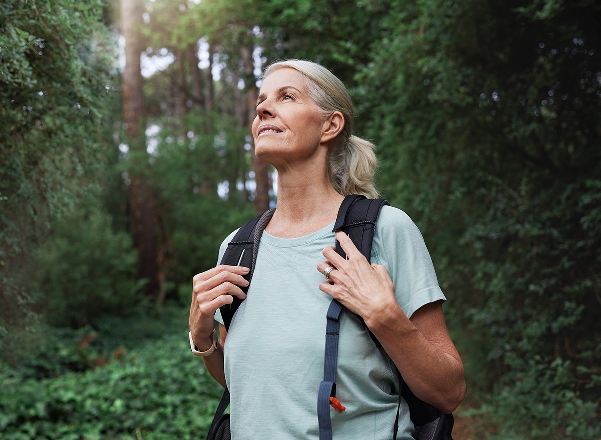 Woman hiking in the woods