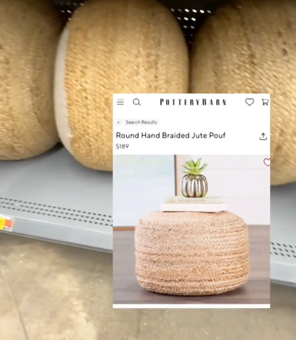 jute poufs at Walmart