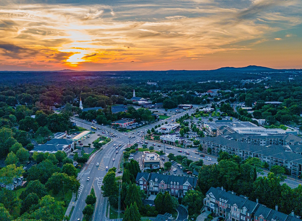 An aerial view over ​Smyrna, GA