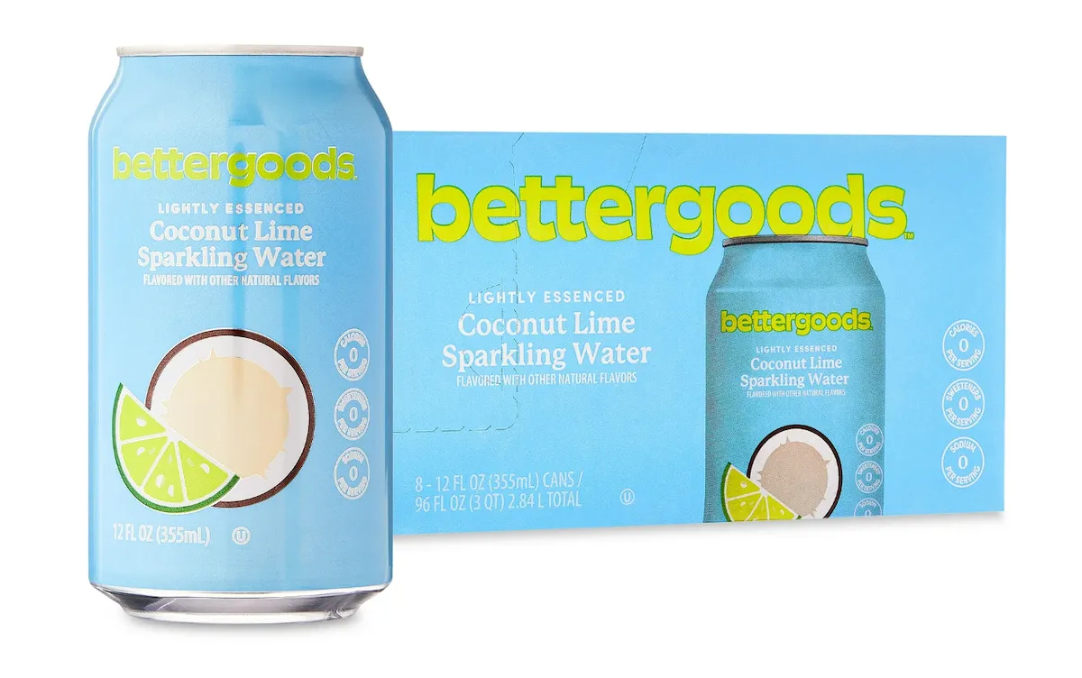 Coconut-lime sparkling water from Walmart's Bettergoods brand