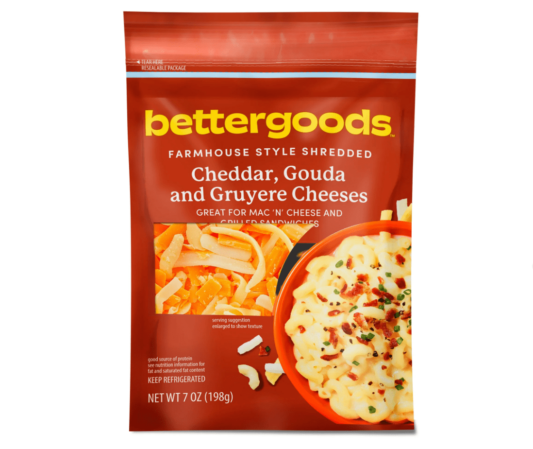 bag of shredded cheese from Walmart's Bettergoods brand
