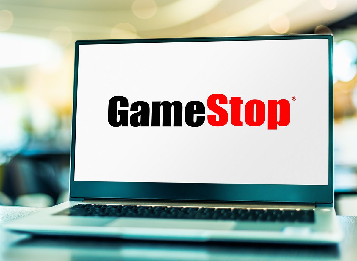 GameStop logo on a laptop